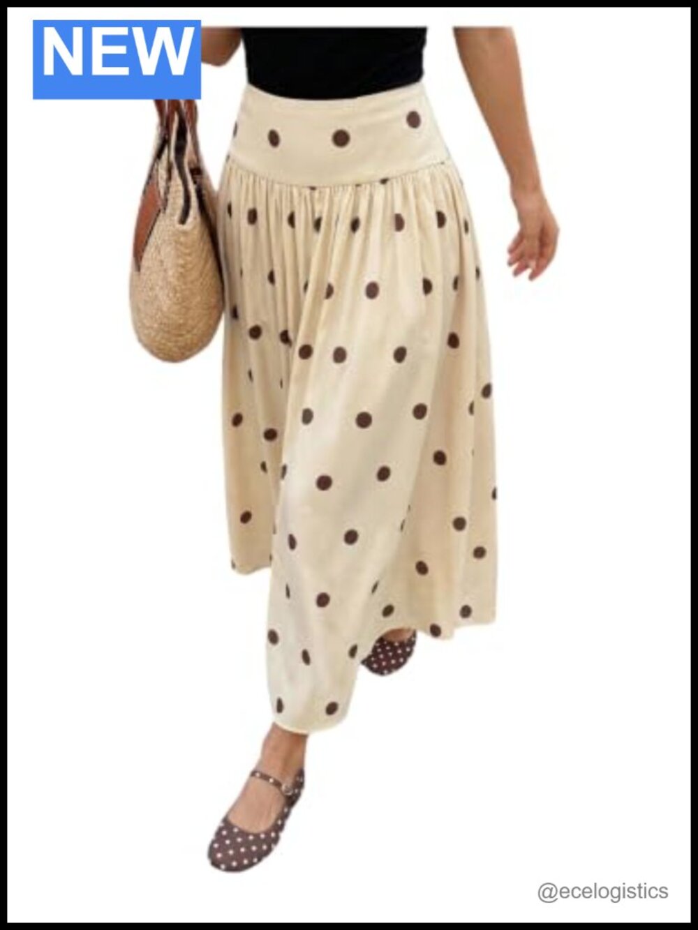 Women's Polka Dots Maxi Skirt A Line Ruffle Flowy High Waist Summer Long Skirt